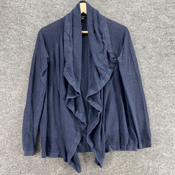 Theory Cardigan Women P Petite Blue Cotton Open Front Long Sleeve Casual Solid - Picture 1 of 9